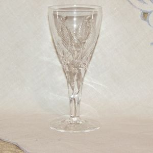 Suart Crystal ELLESMERE Port Wine Glass 5 1/8" Vintage Goblet Cut Ferns Leaves